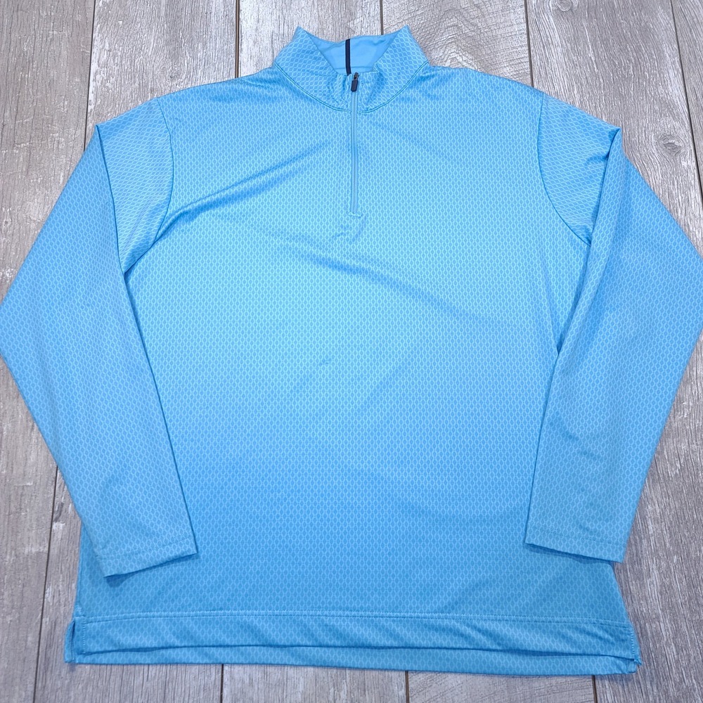 FootJoy 1/4 Zip Pullover Mens Size XL Blue Geometric Diamond Print Golf Shirt